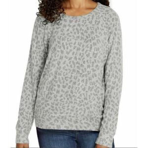Buffalo David Britton gray pullover leopard print sweater Size L